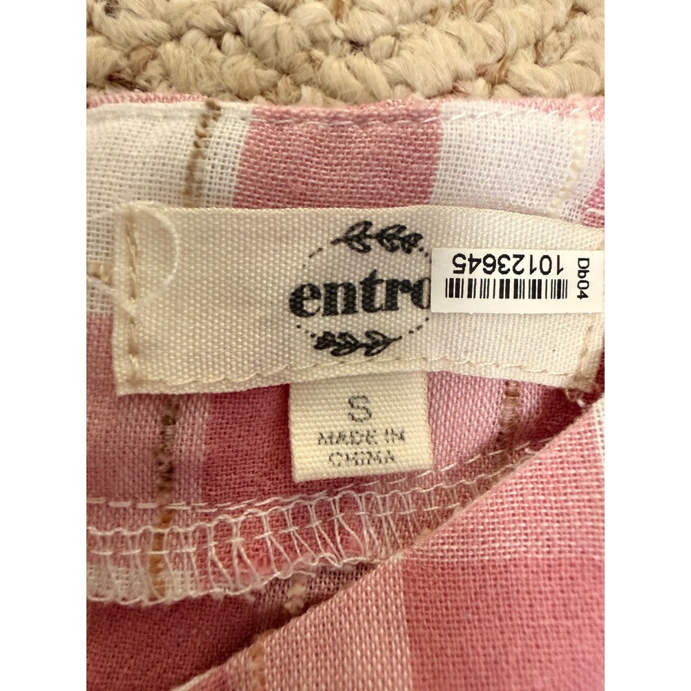 Entro Pink Gingham Cotton Boxy Top Small Cottagecore Coquette Pocket Blouse - Picture 3 of 7